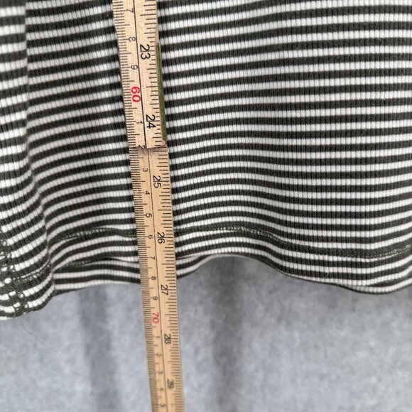 Anthropologie Pure Good Striped Cowl Neck Top Size XL Army Green White Rib Knit - Picture 10 of 11